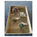 4- size 8 German silver rings