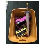 Childrenï¿½s toys in tote