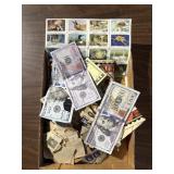 Stamps and play money