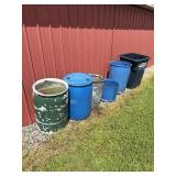 Barrels and trash cans