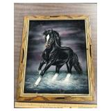 Signed horse painting on velvet