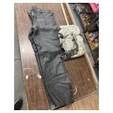 Size 44 biker leather pants and camo bag