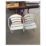 2 iron childs chairs