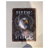 Metal ride free sign