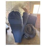 Sleeping bags, chairs and luggage
