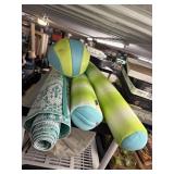 Pool toys and outdoor rug