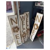 Welcome and Noel signs