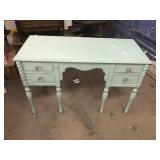 PAINTED VANITY WITH MIRROR AND CHAIR