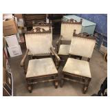 LOT OF 4 CARVED CHAIRS NEED SOME WORK