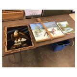 2 PAINTINGS AND VELVET PICTURE WITH DAMAGE