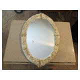 WHITE PAINTED MIRROR  WITH GRAPES