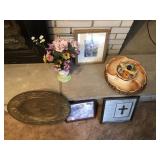 FRUIT TRAY , VASE AND PICTURES