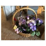 LARGE WICKER BASKET WITH FLOWERS