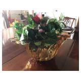 LARGE GLASS BOWL WITH FLOWERS