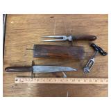 CARVED CASE WITH KNIFE AND CORKSCREW