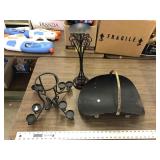 IRON CANDLE HOLDERS AND WOOD HOLDER