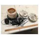 STONE ASHTRAYS AND CANDLE
