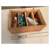 ADVERTISING CRATE AND VINTAGE TOYS