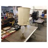 TALL BRASS AND GLASS LAMP