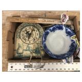 BLUE BOWL, CLOCK AND RULER