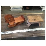 WOODEN HORSE AND STOOL