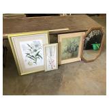3 FRAMED PRINTS AND MIRROR