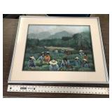 SIGNED PAINTING HARVESTING TEA IN CHINA