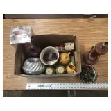 RED LAMP, POTTERY AND MISC