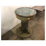 CUSTOM LIGHTED BAR HEIGHT SLAG GLASS TABLE