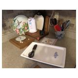 STONEWARE, CUTTING BOARD AND MISC