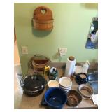 POTTERY , SHELF AND MISC