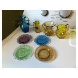 CRACKLE GLASS AND COLORED DISHES