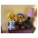 CONTENTS ON TOP OF RED DRESSER