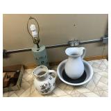 LAMP AND PITCHER AND BOWLS
