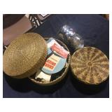 SEWING AND JAR FULL OF BUTTONS