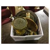 ASSORTED DISHES AND CANDLE HOLDER