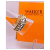 14K Yellow Gold 3 Diamond Band Ring