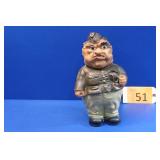1940s Scowling Drill Sargent Chalkware Piggy Bank