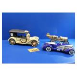 Three Vintage Ceramic Automobile Whiskey Decanters