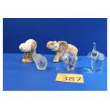 Glass & Shell Elephant Figurines