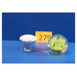 Blown Glass Mushroom / Floral Abstract Weights