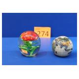 Mother of Pearl and Blown Glass Paper Weights
