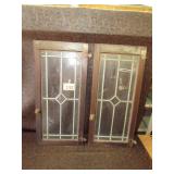 Four Matching Antique Leaded Glass Cabinet Doors