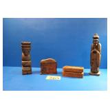 Hand Carved Wood Statues, Cigarello Case, Box