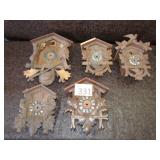 Five Cuckoo Clock Housings / No movements