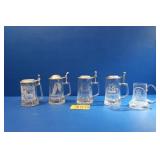 Five England Glass Beer Steins