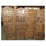 Hand Carved Wooden Screen or Room Divider