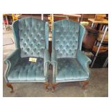 Two Matching Queen Ann Style High Back Chairs