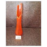 Mid Century Modern Orange Art Glass Vase