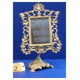 Antique Brass Pedestal Vanity Mirror
